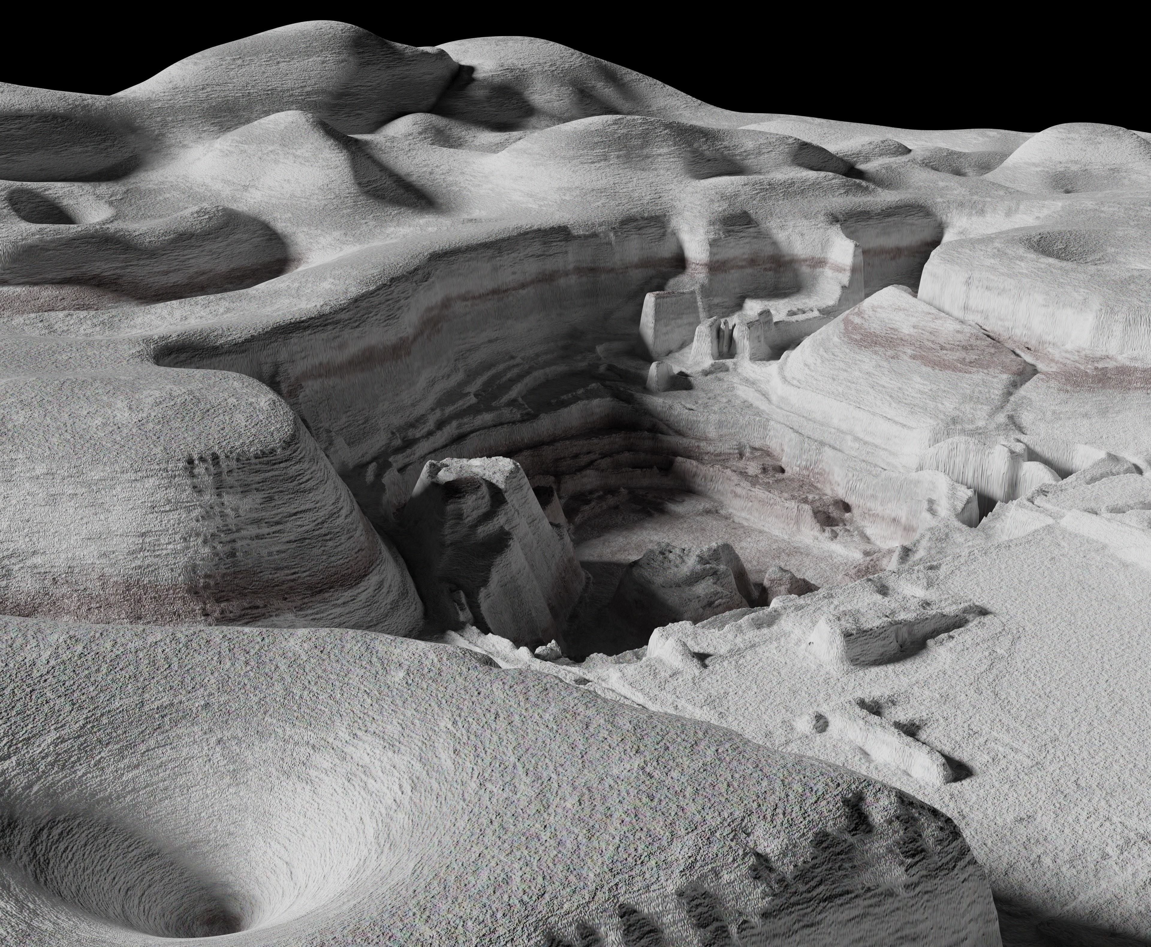 Moon open pit mining quarry 3D model_1