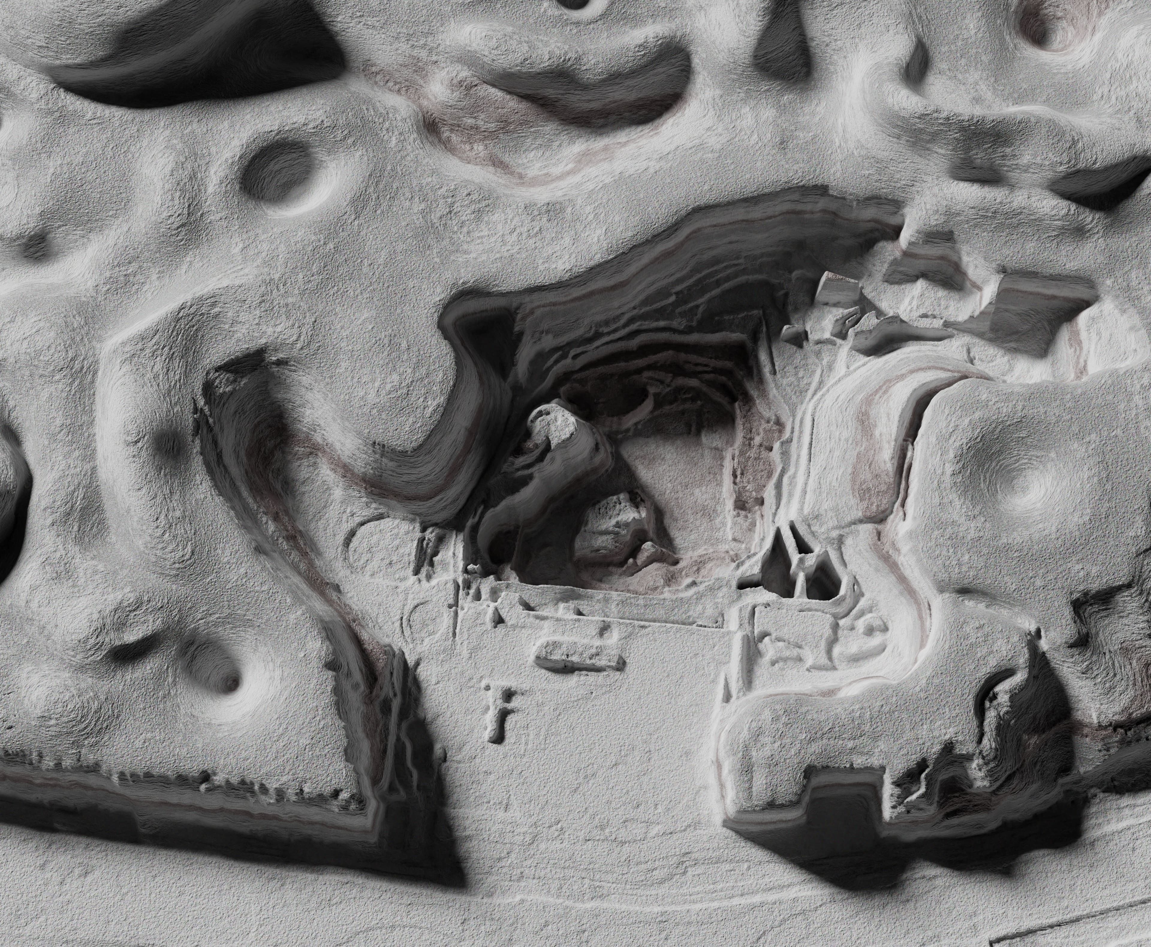 Moon open pit mining quarry 3D model_2