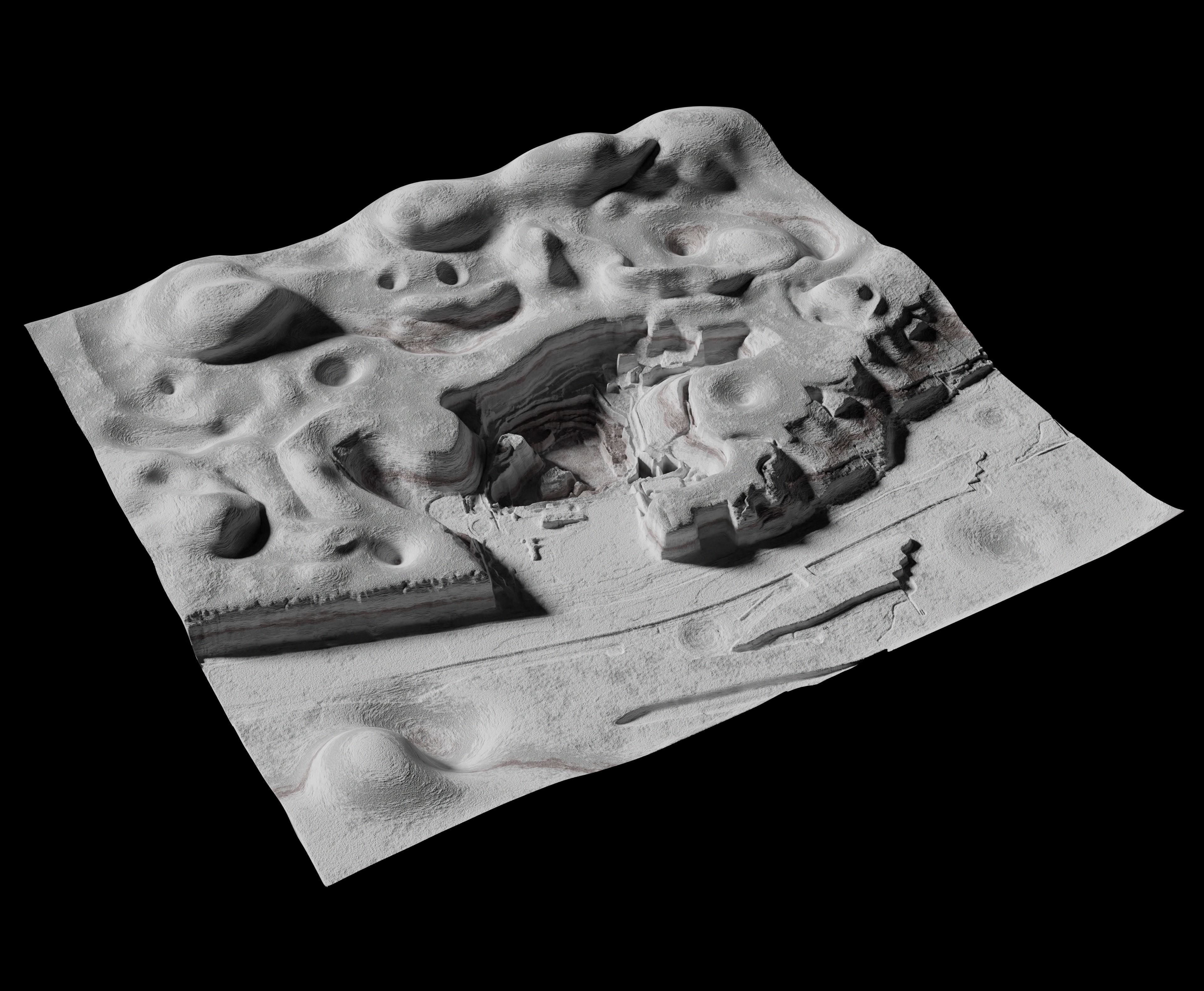 Moon open pit mining quarry 3D model_3