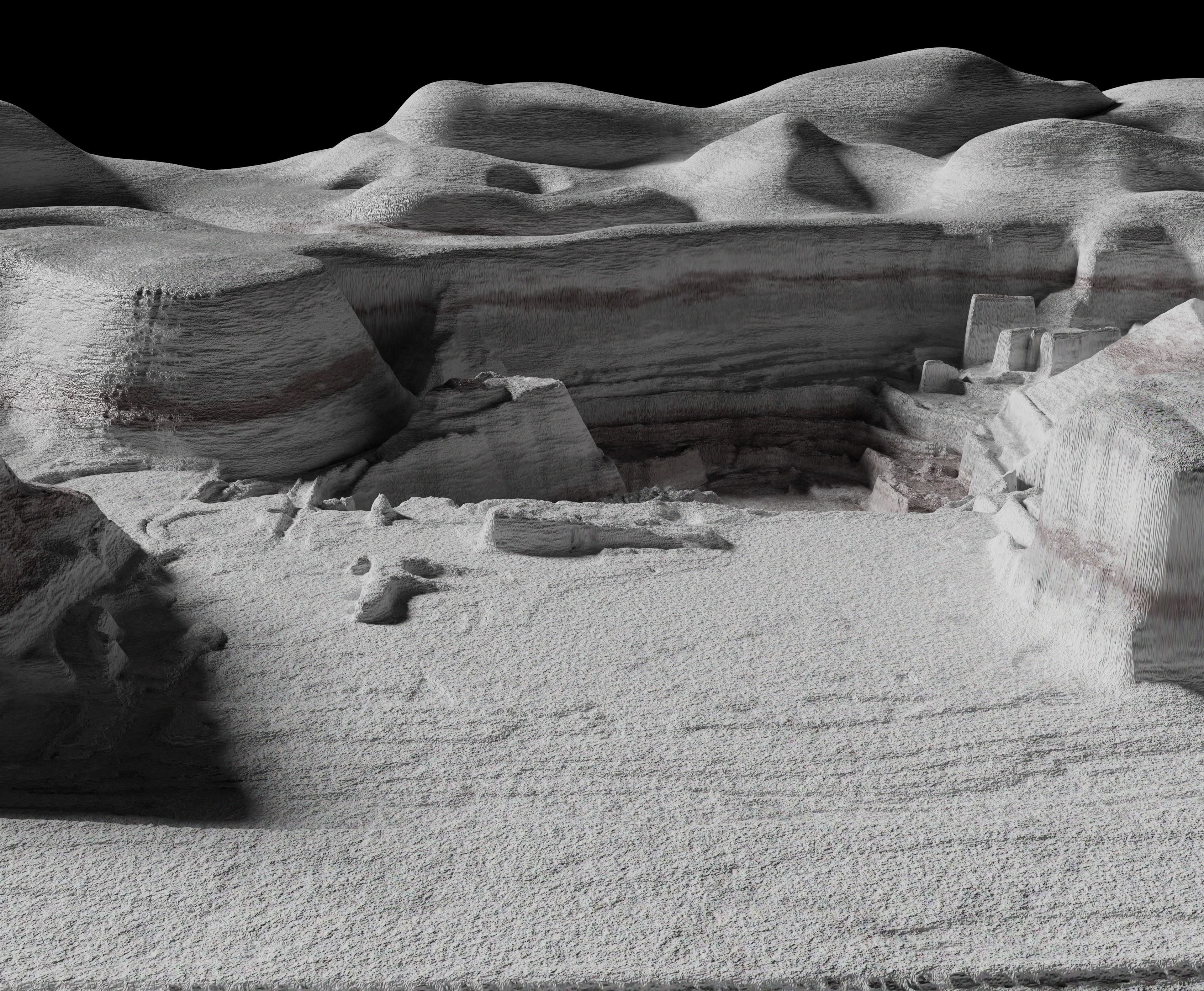Moon open pit mining quarry 3D model_34