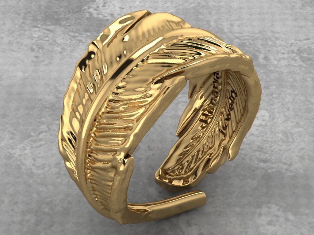 feather ring 3D print model_13