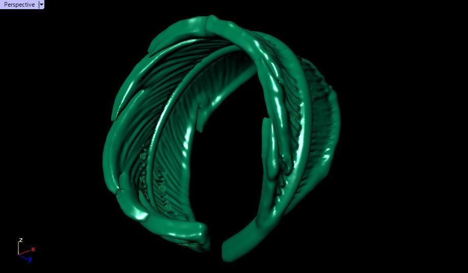 feather ring 3D print model_19