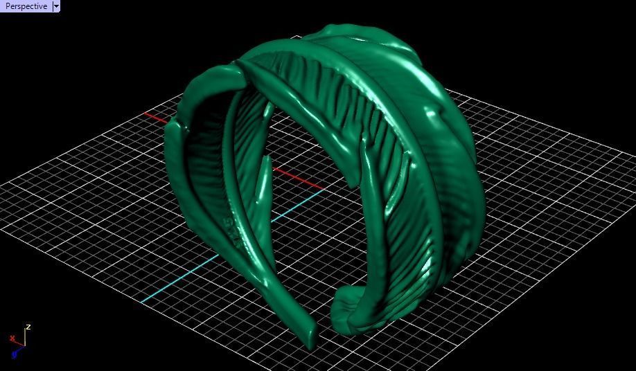 feather ring 3D print model_22