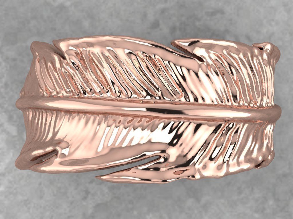 feather ring 3D print model_12