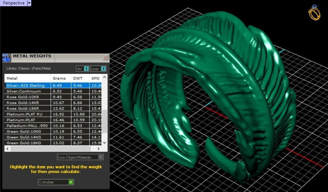feather ring 3D print model_6