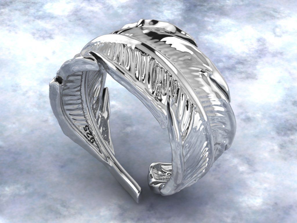 feather ring 3D print model_7