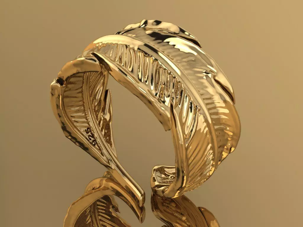 feather ring 3D print model_0