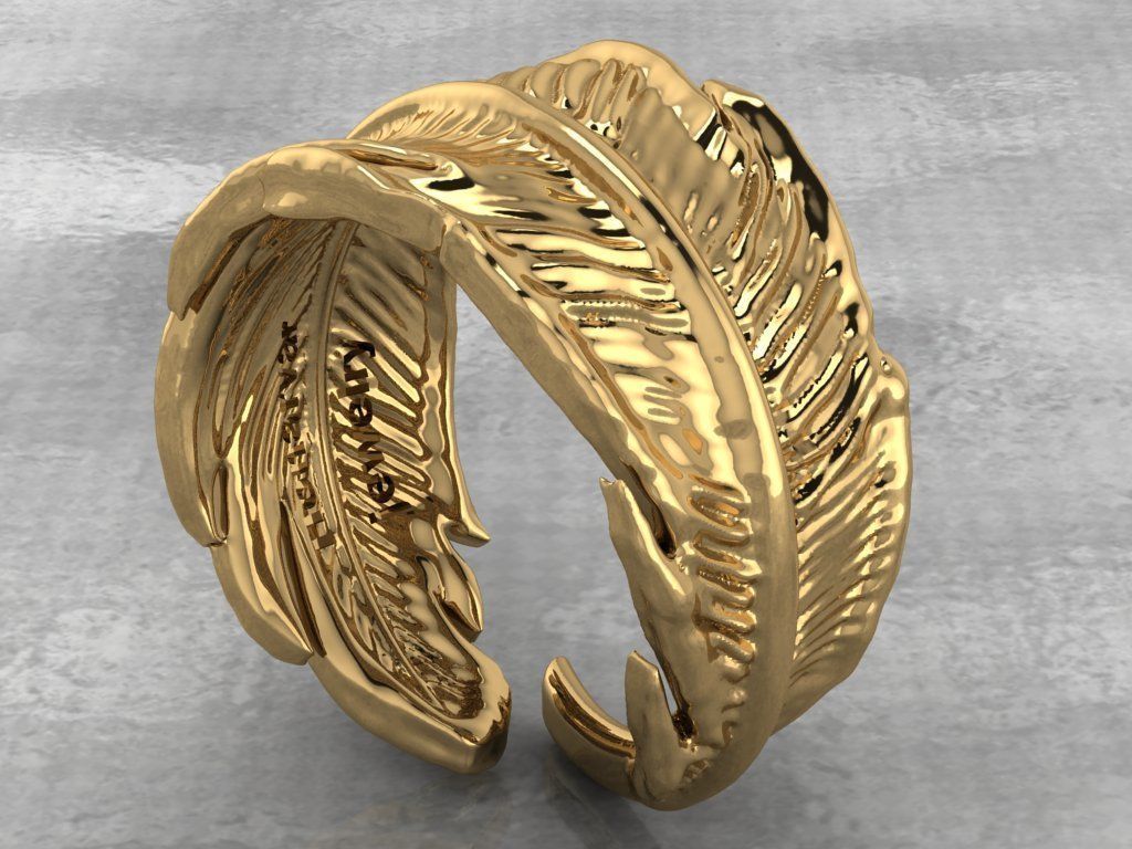 feather ring 3D print model_2