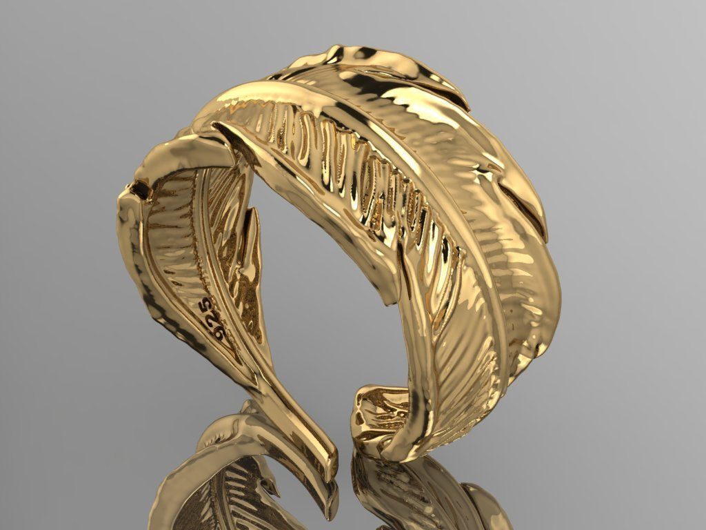 feather ring 3D print model_1