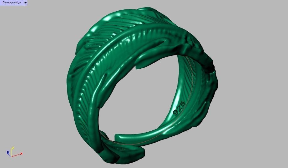 feather ring 3D print model_14