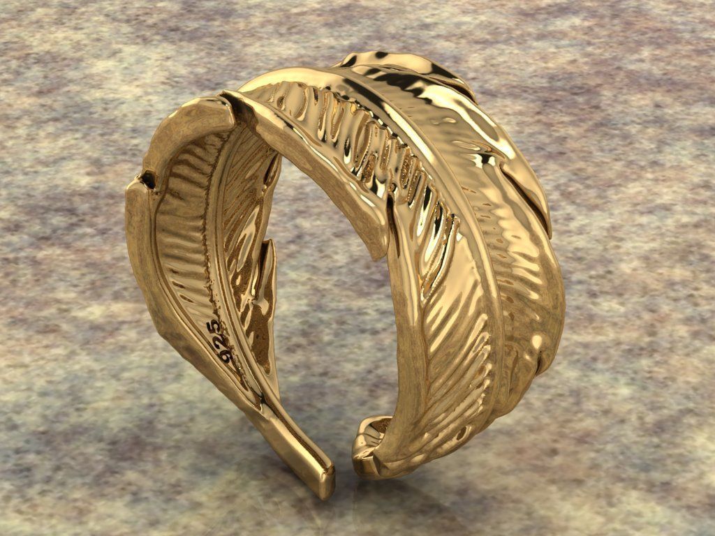 feather ring 3D print model_11
