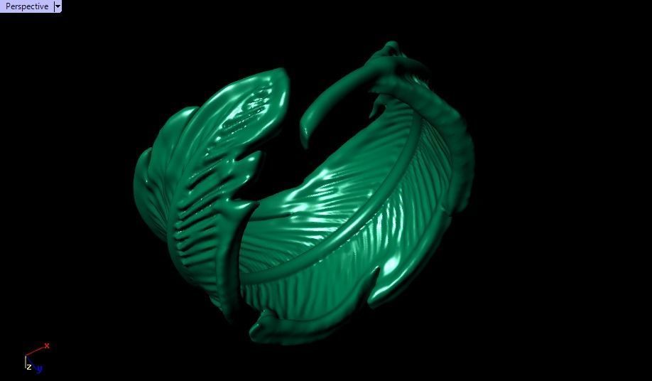 feather ring 3D print model_20