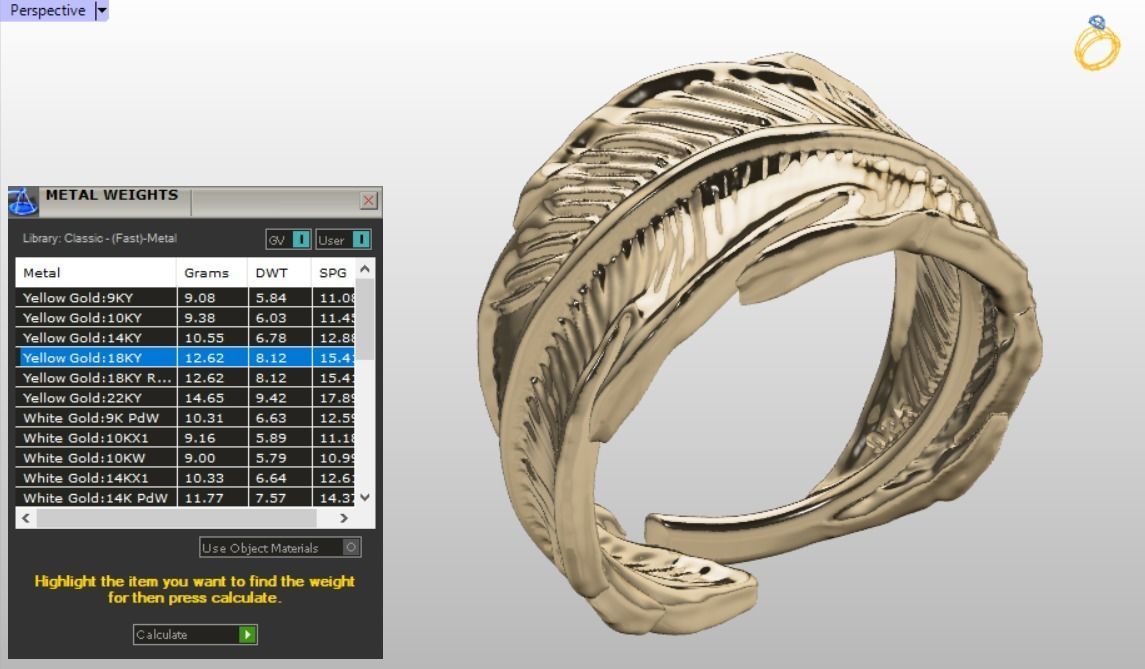 feather ring 3D print model_5