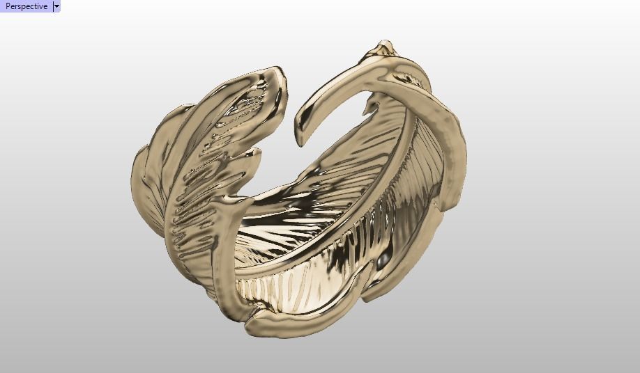 feather ring 3D print model_21
