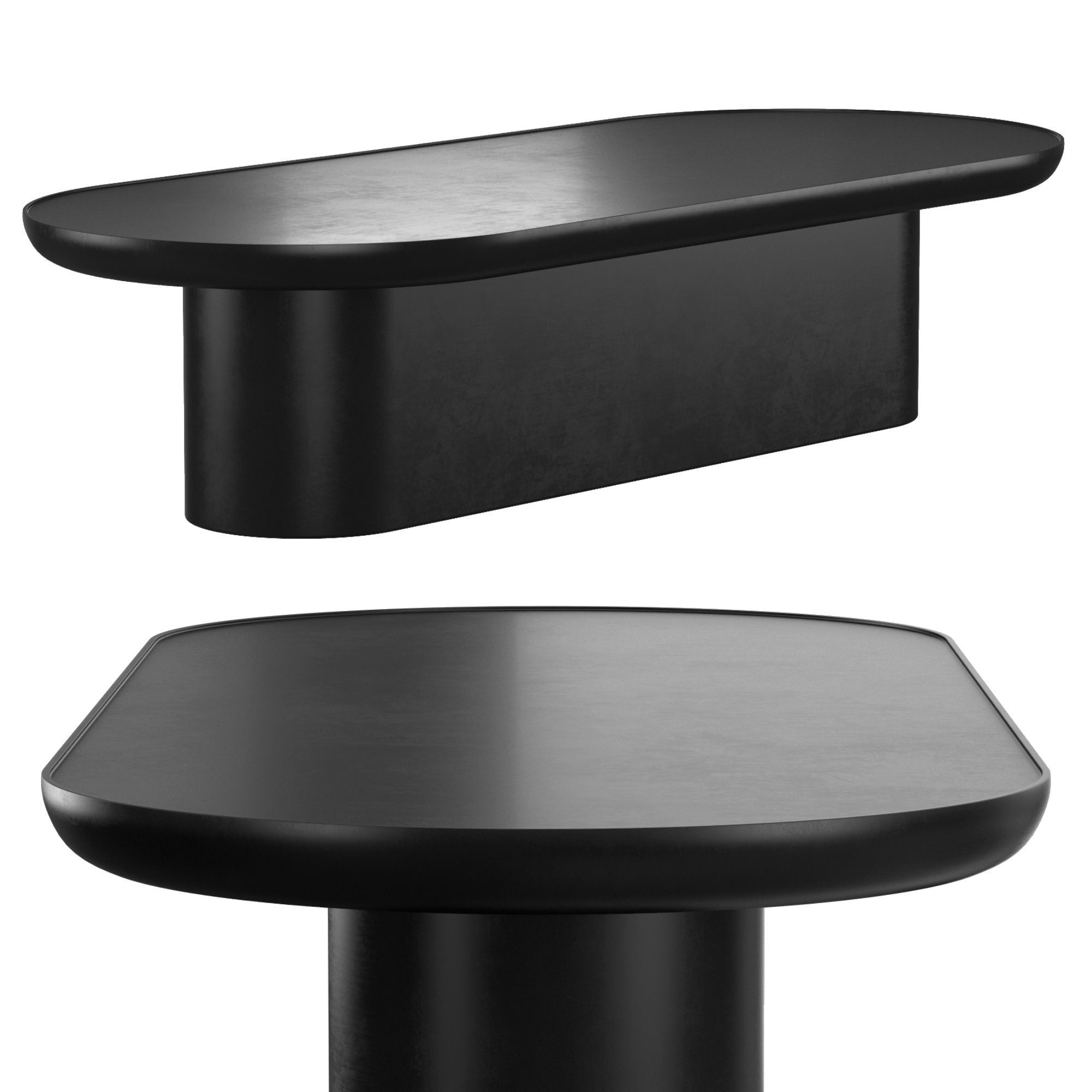 Table Black Oval 3D model_6