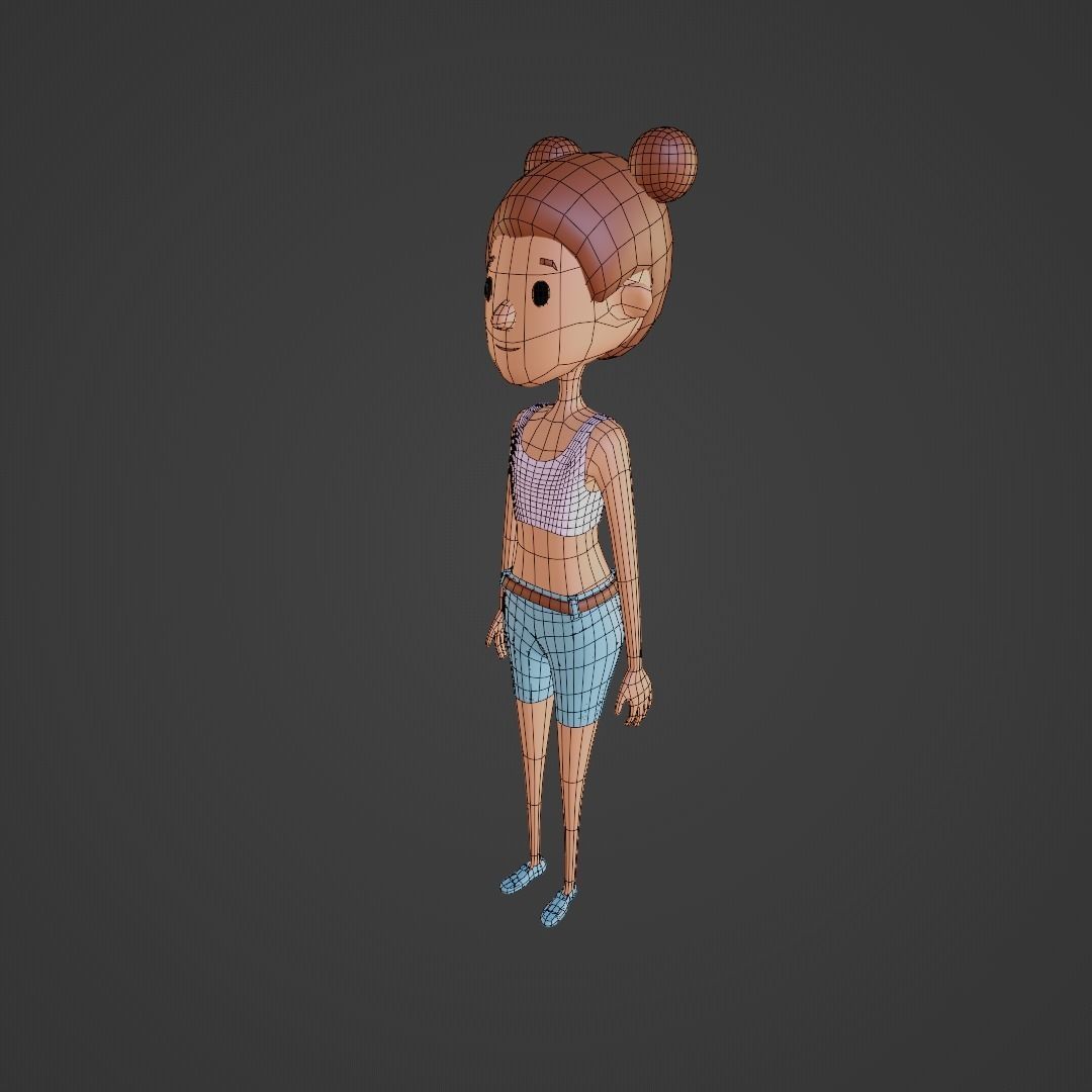 Character - Girl Low-poly 3D model_7