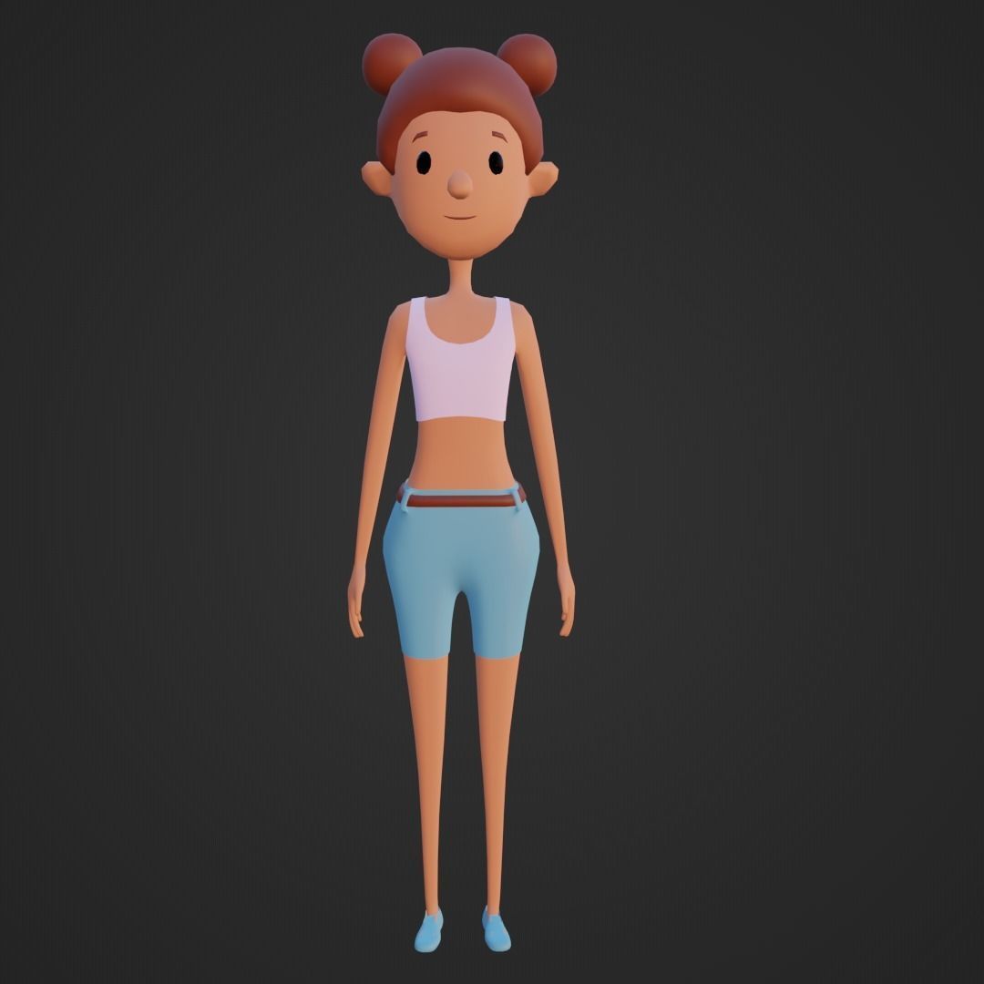 Character - Girl Low-poly 3D model_1