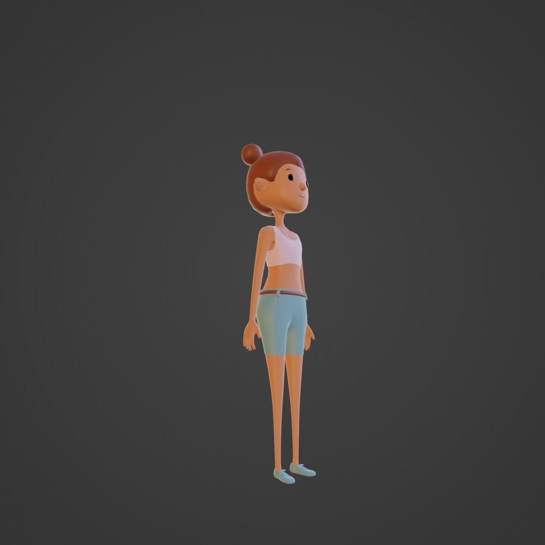 Character - Girl Low-poly 3D model_5