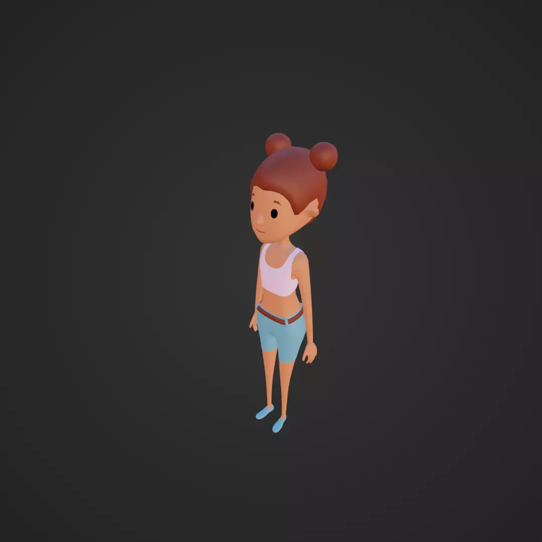 Character - Girl Low-poly 3D model_0