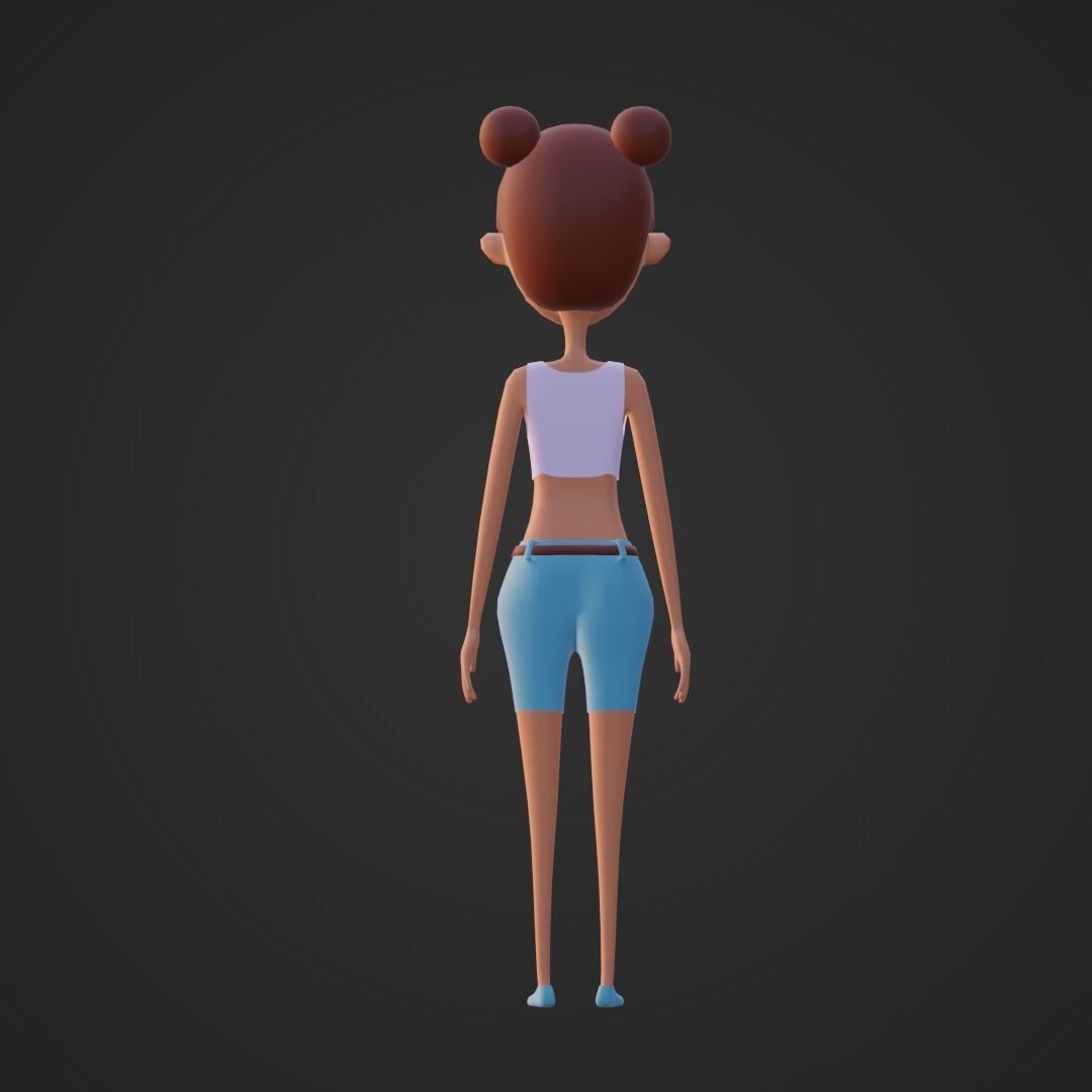 Character - Girl Low-poly 3D model_2