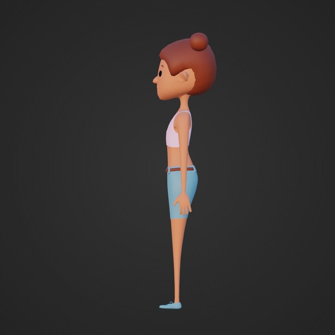 Character - Girl Low-poly 3D model_3
