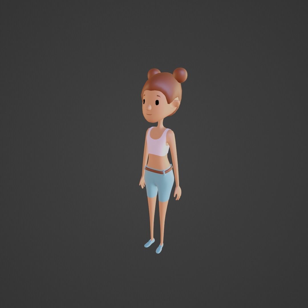 Character - Girl Low-poly 3D model_4