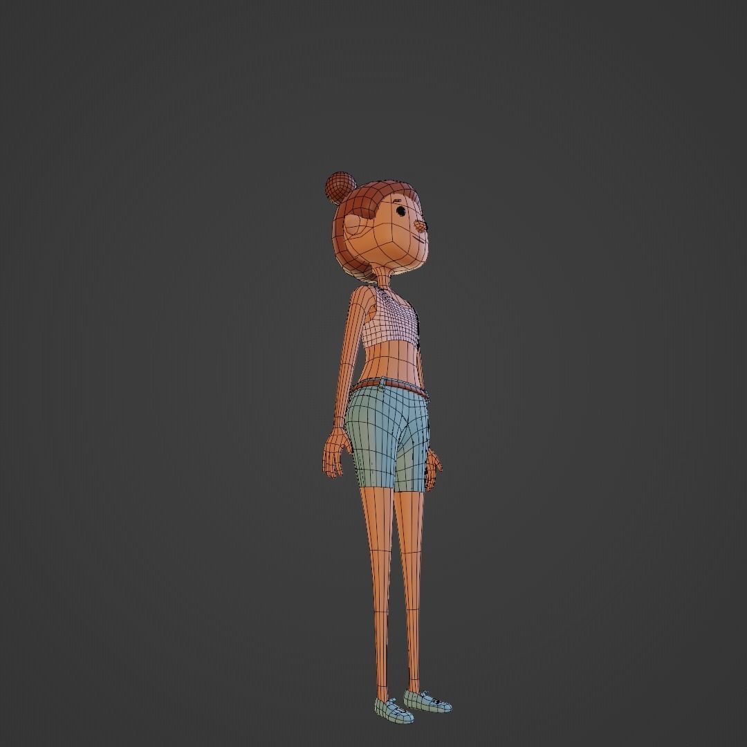 Character - Girl Low-poly 3D model_8