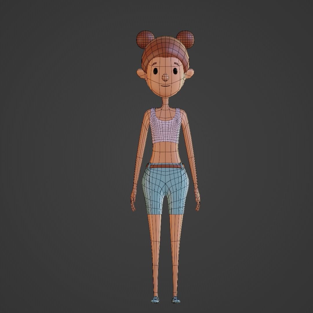 Character - Girl Low-poly 3D model_6
