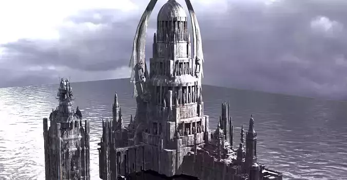 Dark Wizard Skeleton Tower Scull Dome 3D model