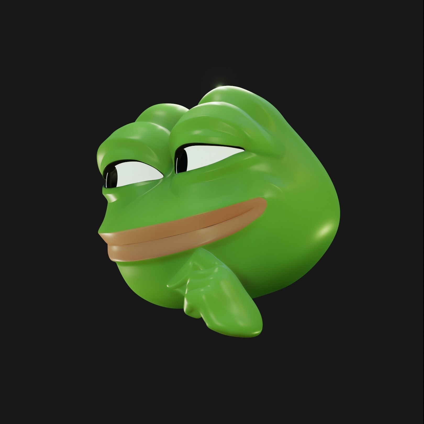 Smug Pepe Low-poly 3D model_1