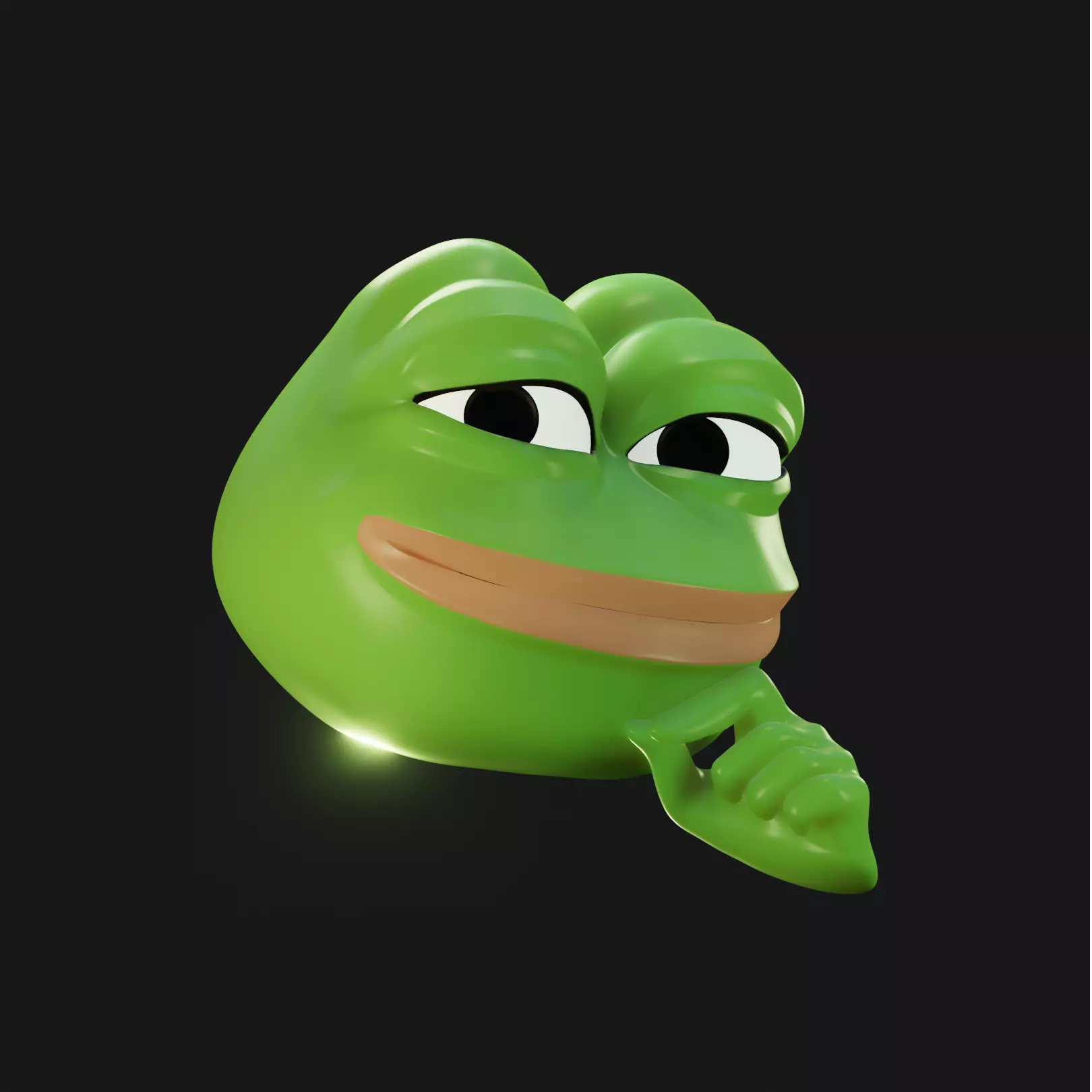 Smug Pepe Low-poly 3D model_0