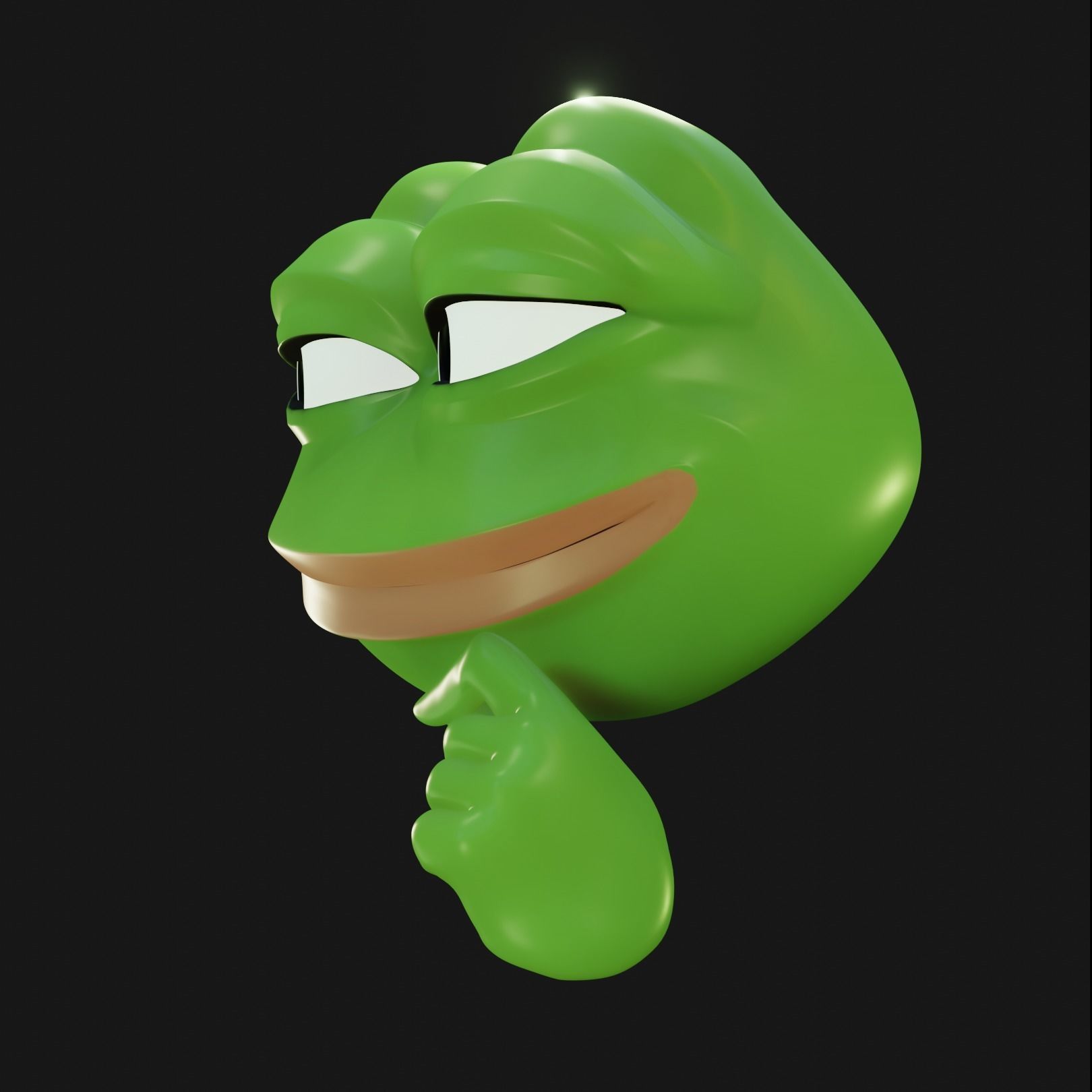 Smug Pepe Low-poly 3D model_3