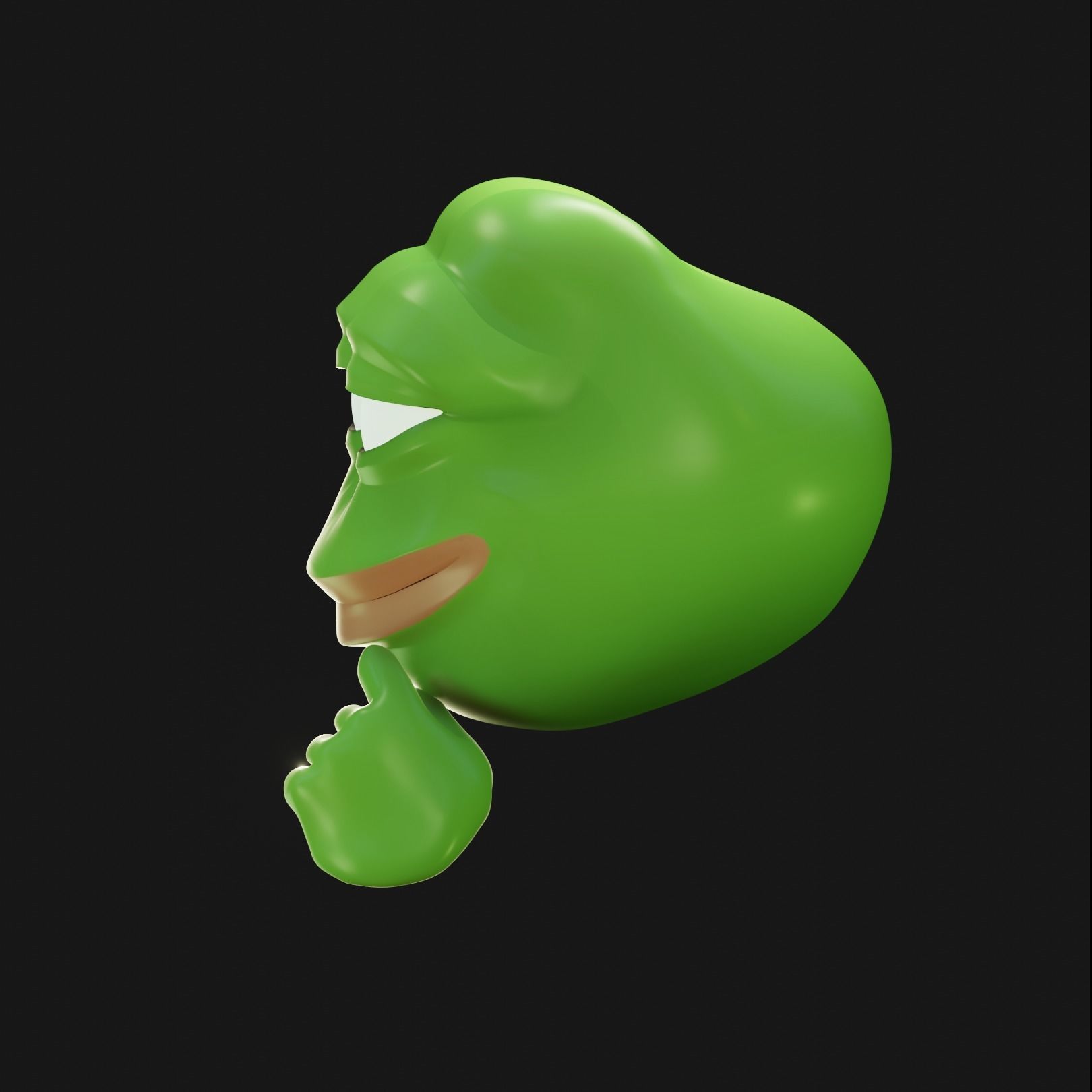 Smug Pepe Low-poly 3D model_2