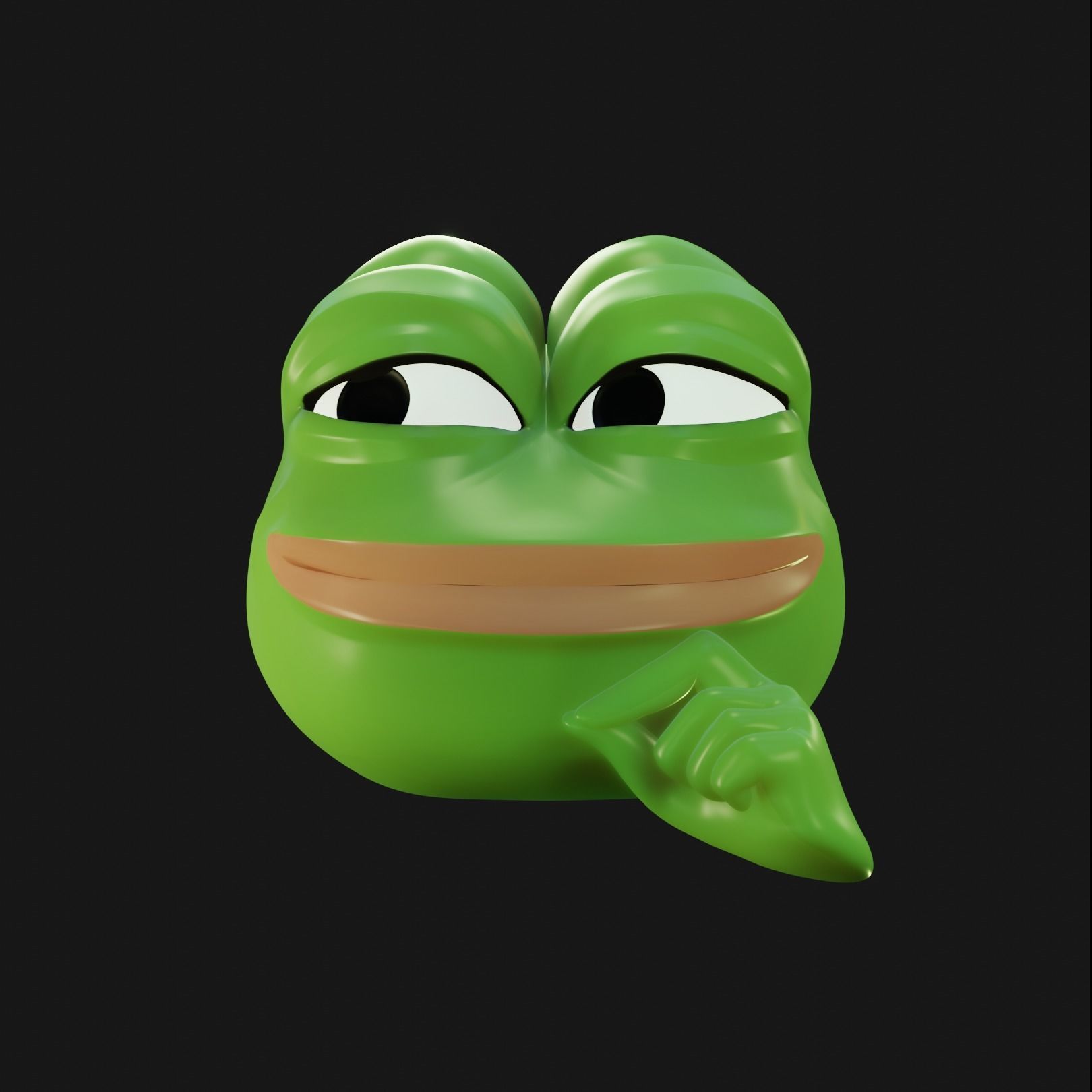 Smug Pepe Low-poly 3D model_4