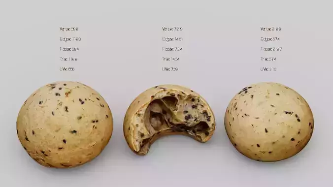 Moji Cheese Buns  Low-poly 3D model