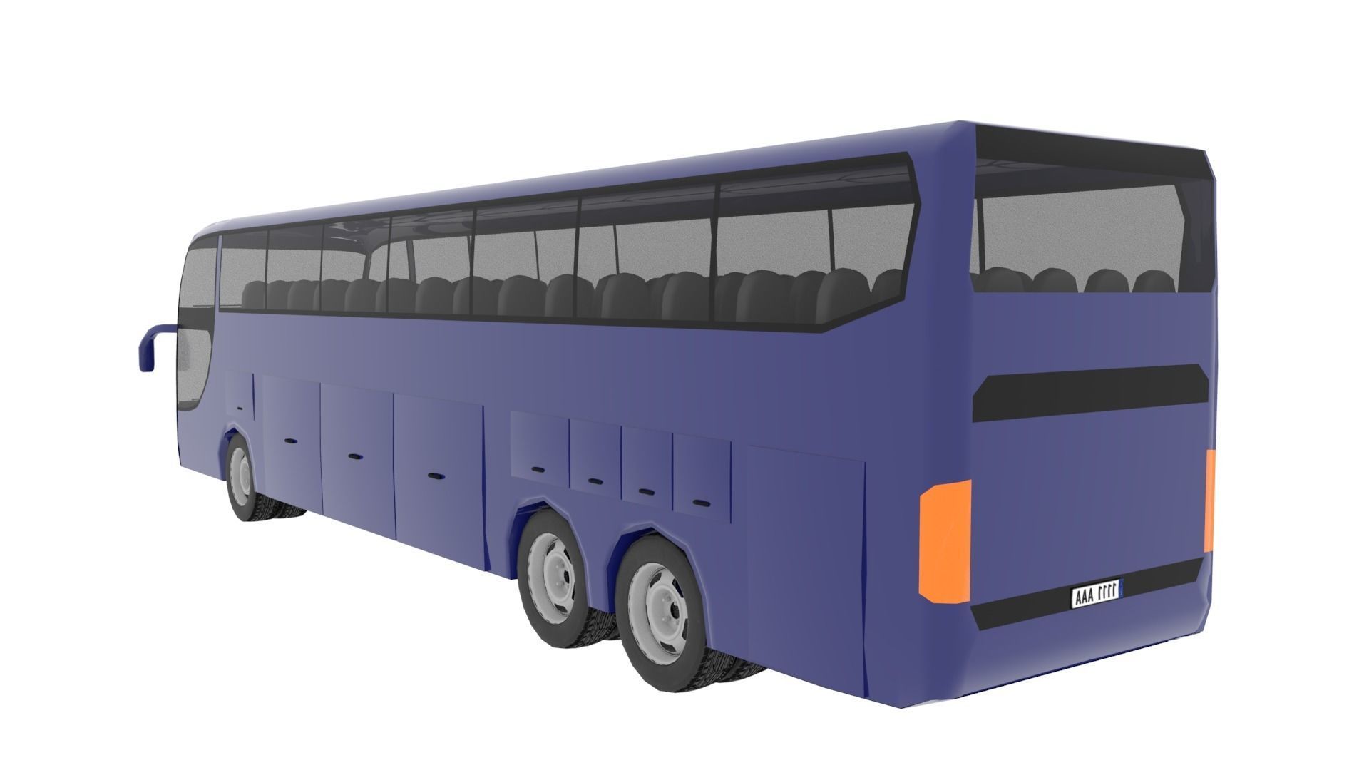 TRAVEL BUS BLUE Low-poly 3D model_14