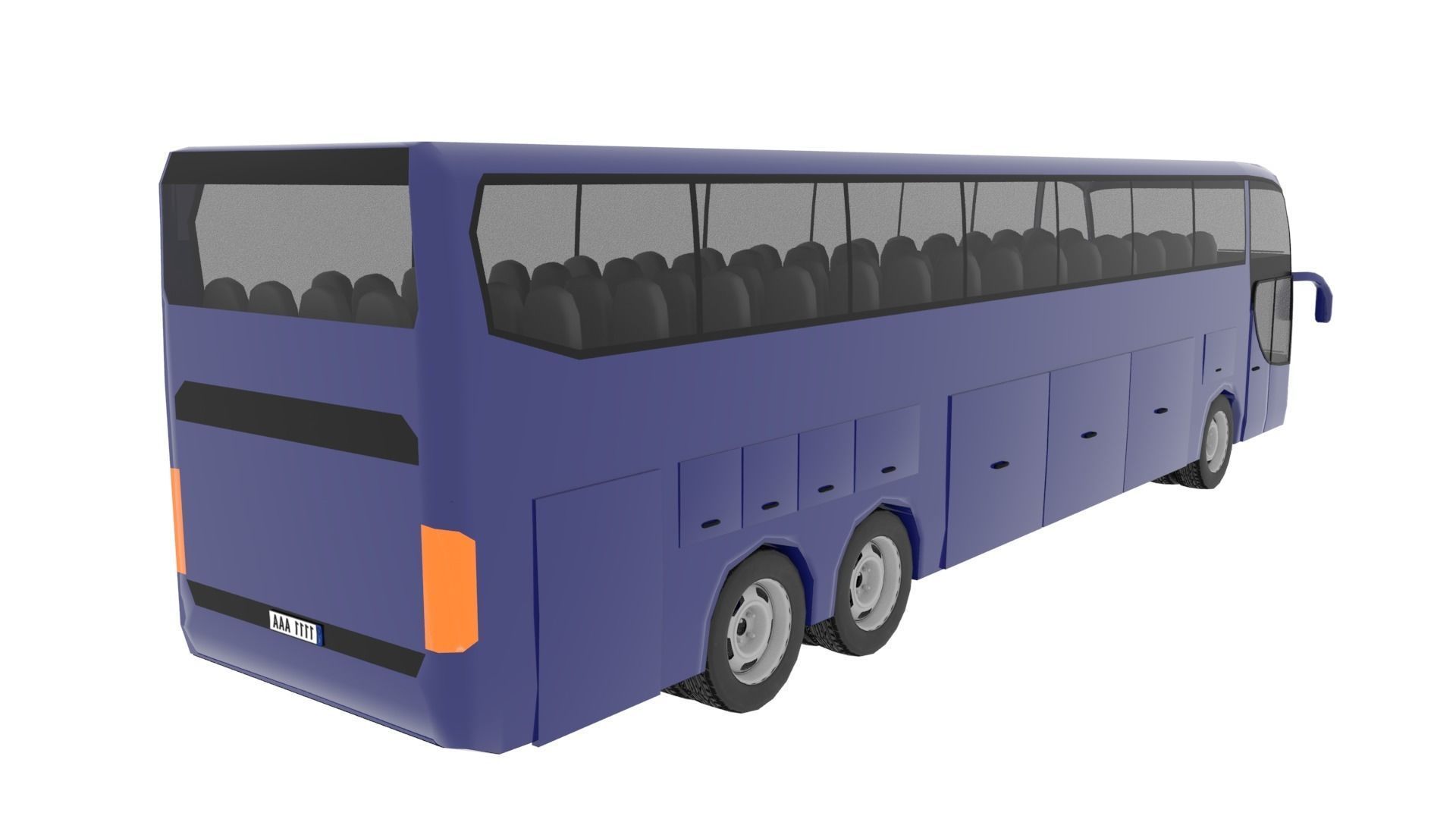 TRAVEL BUS BLUE Low-poly 3D model_12