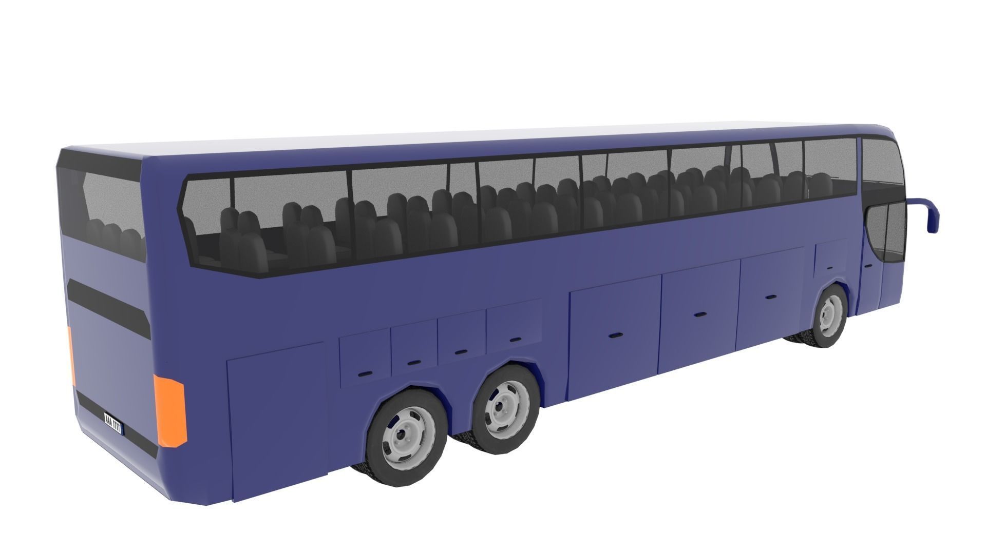 TRAVEL BUS BLUE Low-poly 3D model_8