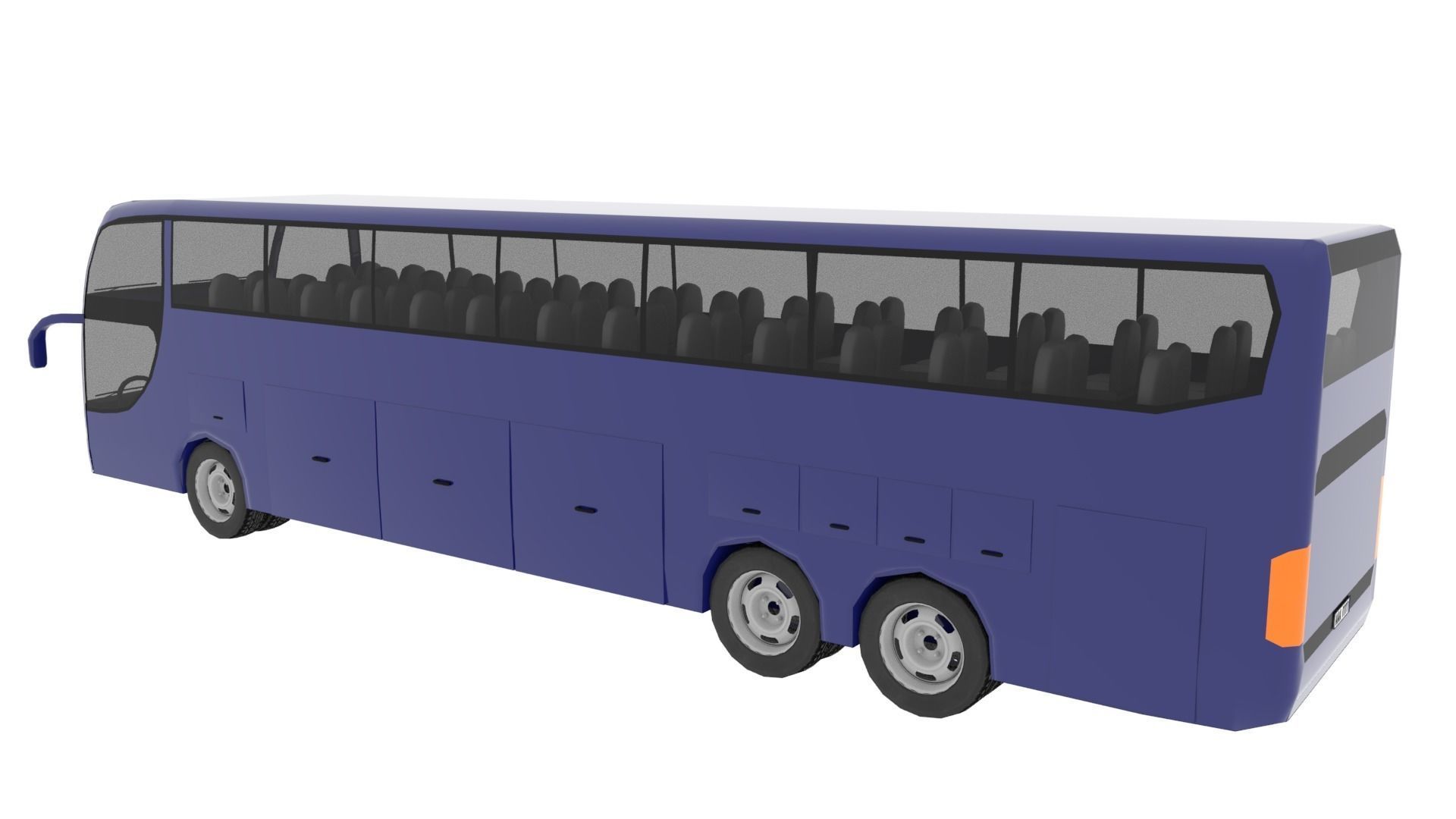 TRAVEL BUS BLUE Low-poly 3D model_9