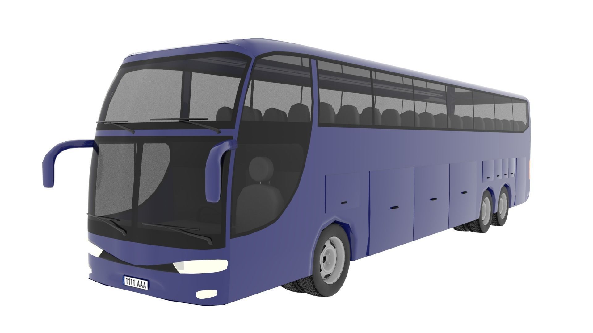 TRAVEL BUS BLUE Low-poly 3D model_1