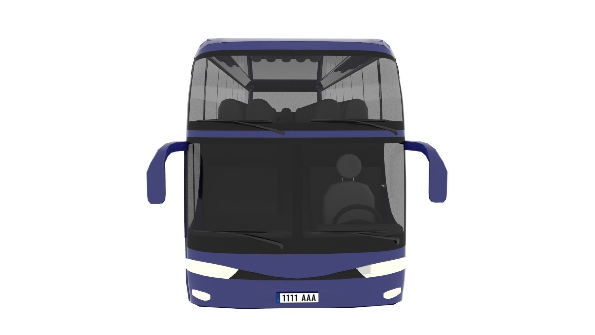 TRAVEL BUS BLUE Low-poly 3D model_5
