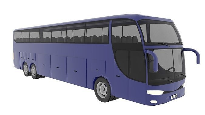 TRAVEL BUS BLUE Low-poly 3D model