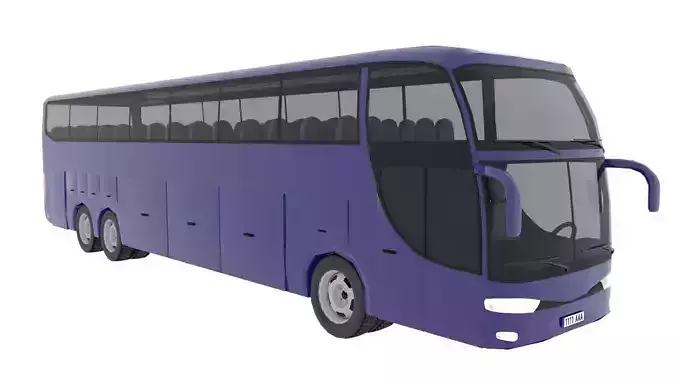 TRAVEL BUS BLUE Low-poly 3D model