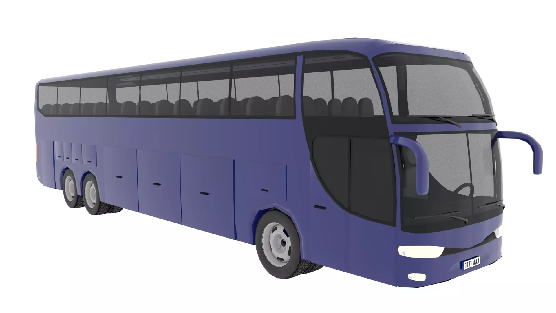 TRAVEL BUS BLUE Low-poly 3D model_0