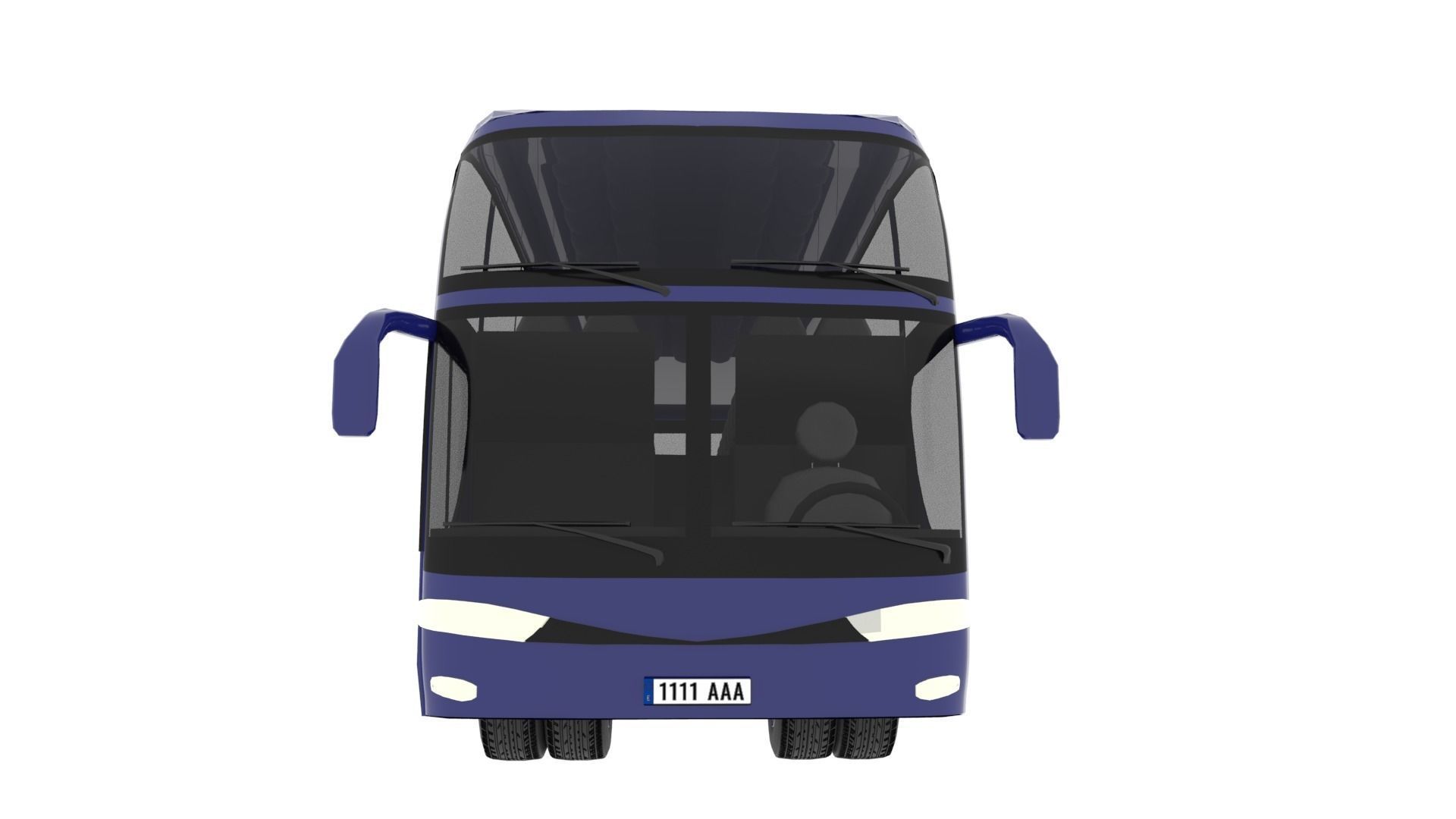 TRAVEL BUS BLUE Low-poly 3D model_4