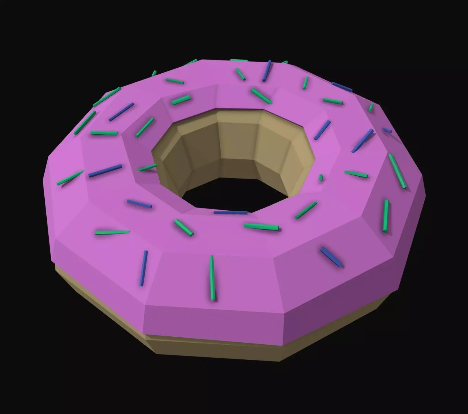 Donut Low Poly with sprinkles Low-poly 3D model
