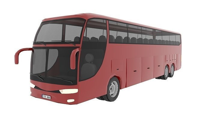 TRAVEL BUS RED Low-poly 3D model