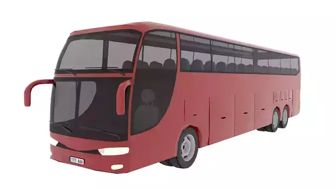 TRAVEL BUS RED Low-poly 3D model