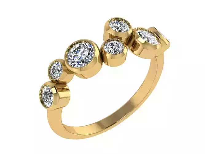 Ring121 three stone gold ring with diamonds