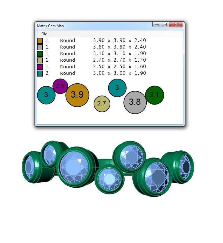 Ring121 three stone gold ring with diamonds 3D print model_6